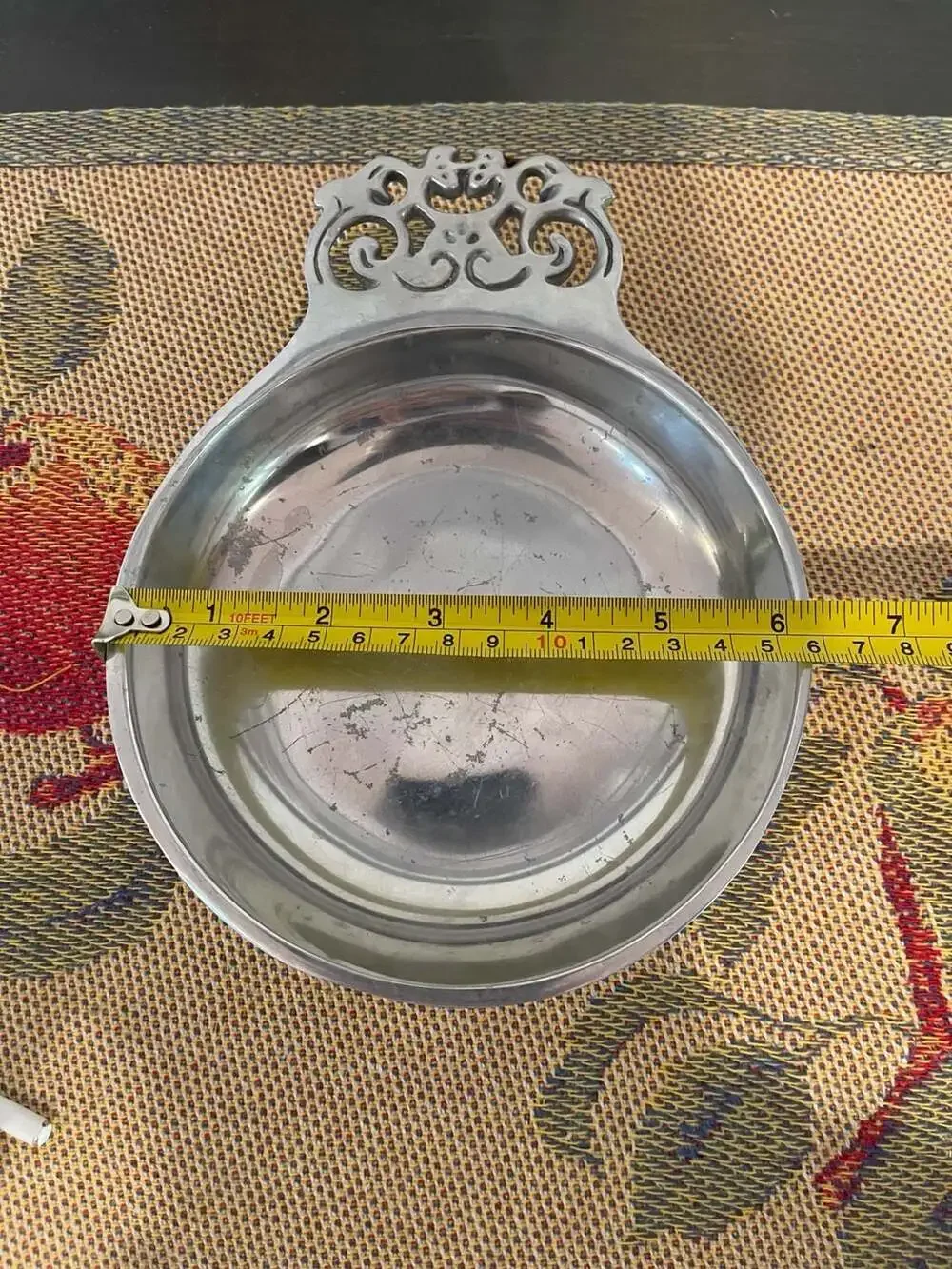 Vintage Nambe #223 Retired Metal Serving Bowl or Trinket Tray w Handle